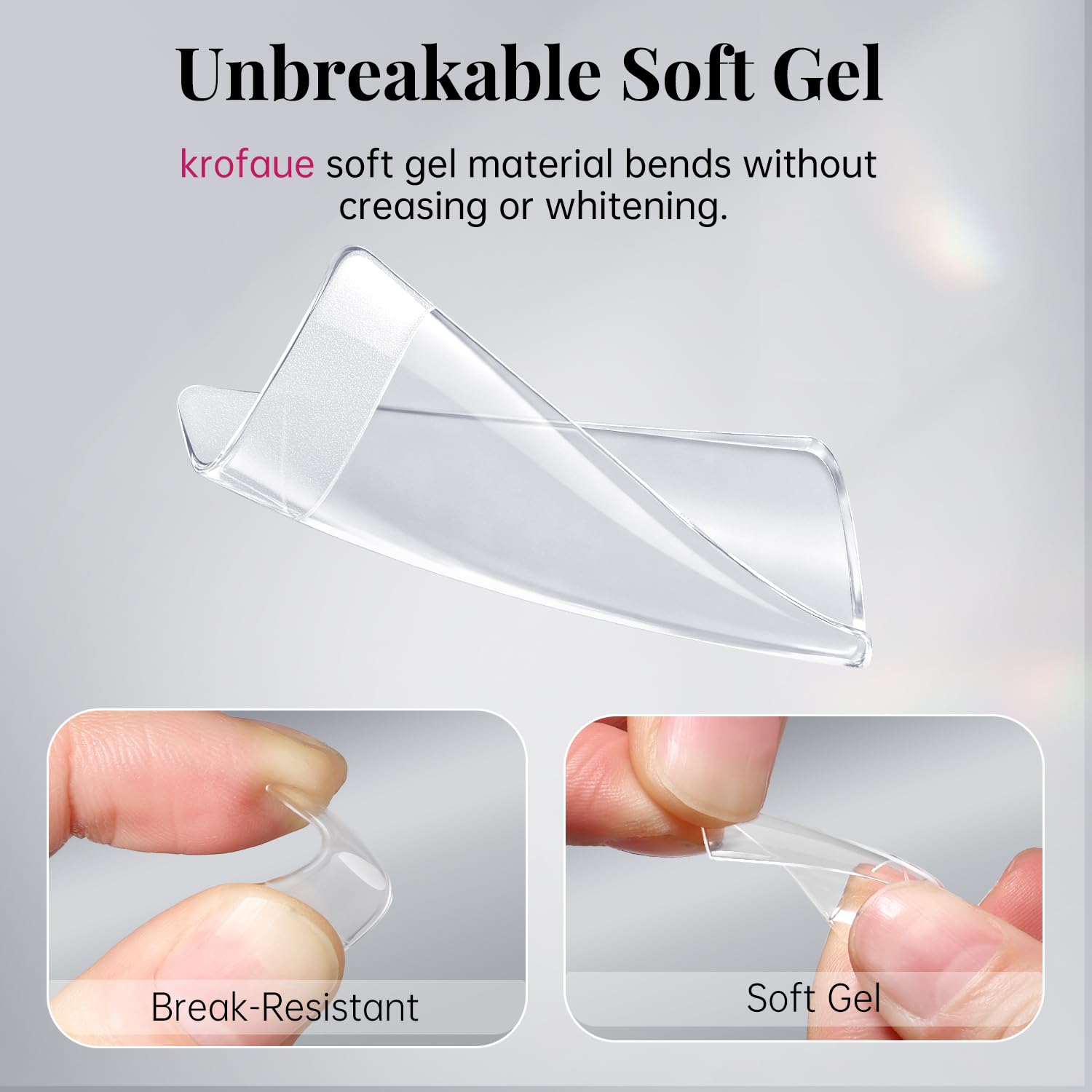 krofaue French Nail Tips - Acrylic Soft Gel False Tips 500PCS Half Cover Square Fake Nails for Women Half Matte French Tip Press on Nails 10 Sizes