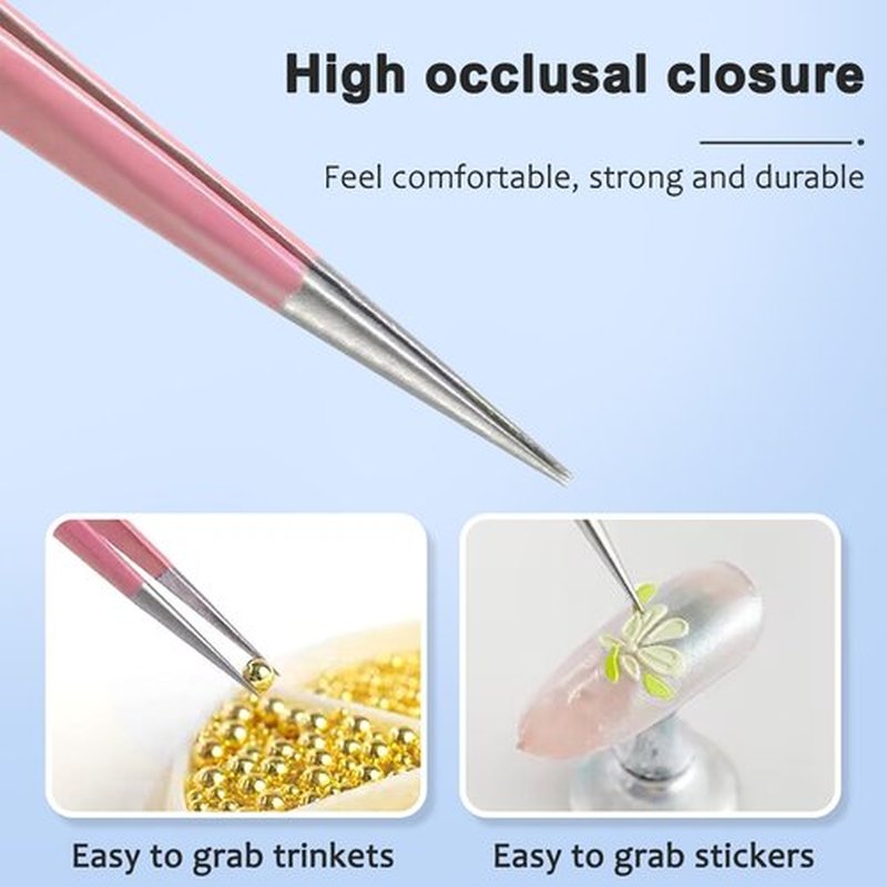 Nail Art Kit, Nail Dotting Pen in Ballpoint Pen Design, Tiny Paint Brushes Liner Brush for Nails Gel, Tweezers for Acrylic Nail Design, Uv Gel, Rhinestone Precision Tools for Manicure DIY,YGJ-009