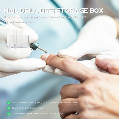 Beaupretty Nail Drill Bit Organizer Case 4.13X4.13X4.05In Compact Storage Box Portable Nail Grinding Head Holder for Manicure Salon and Home Use