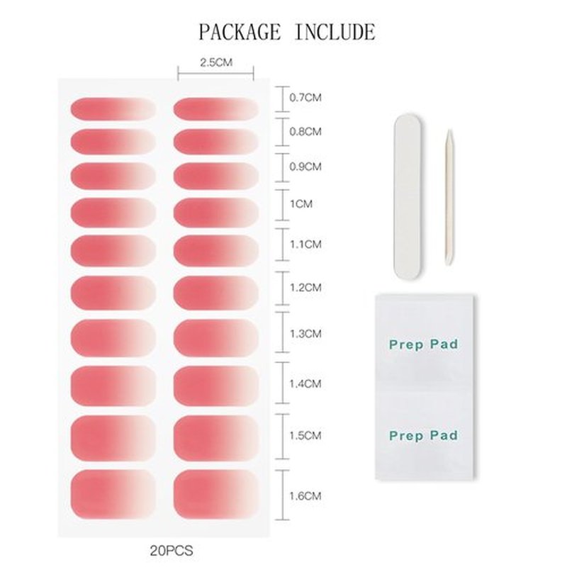 JMEOWIO Gel Nail Stickers Pink Apricot Gradient Semi Cured Gel Nail Strips Wraps UV/LED Nails Art Design Decoration Accessories