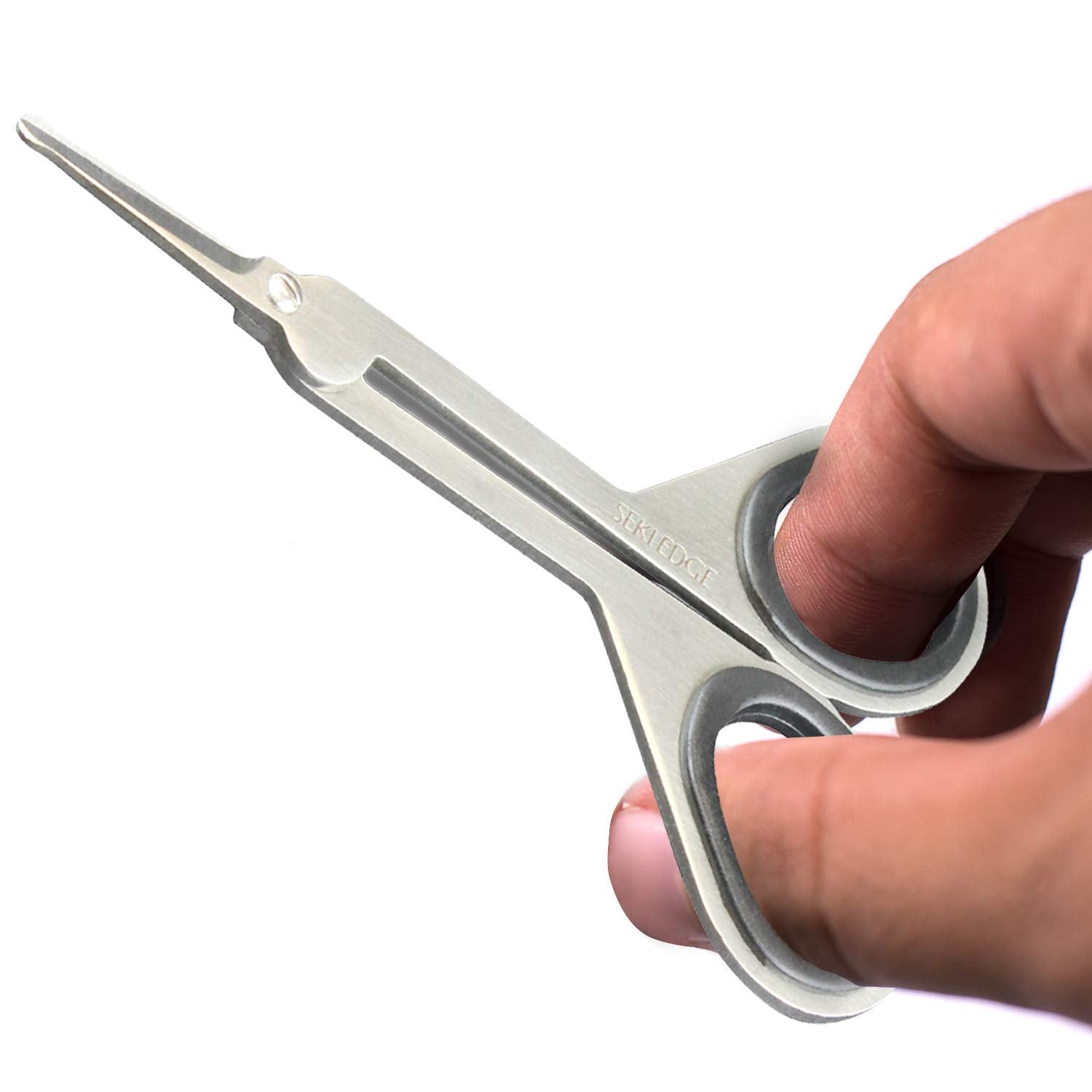 Seki Edge Stainless Steel Nostril Scissors (SS-908) - Safety Grooming Scissors with Round Blunt Tips for Trimming Nose Hair & Other Facial Hair for Men & Women - Made in Japan
