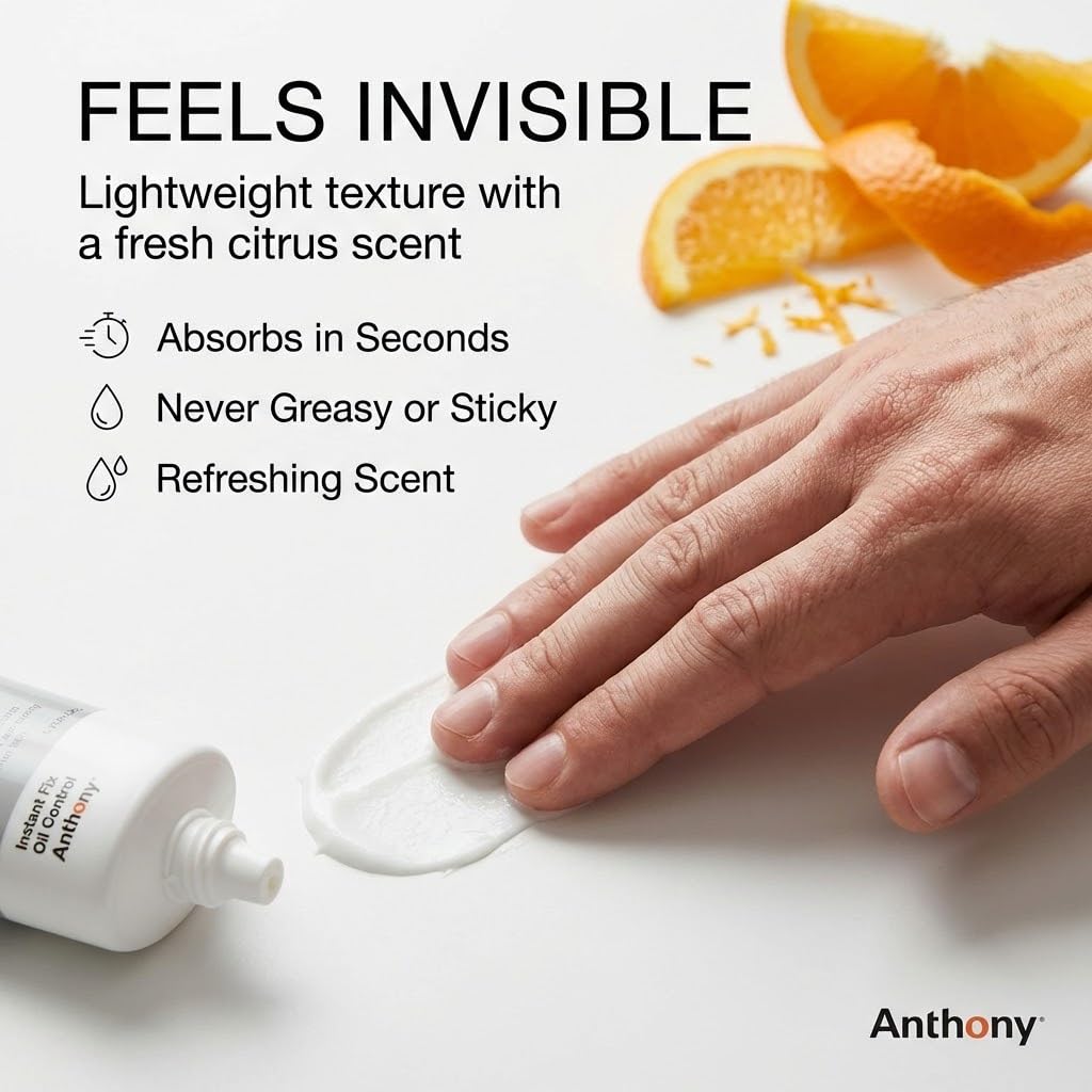 Anthony Instant Fix Oil Control for Men - Mattifying Lotion for Oily Skin | Moisturizer & Pore Minimizer - 3 Fl Oz