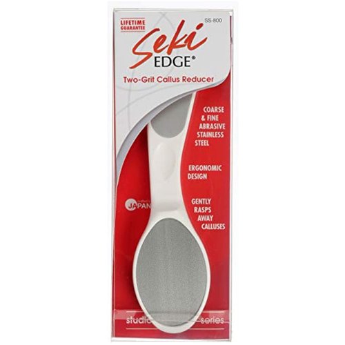 Seki Edge Callus Reducer - (SS-800) - Coarse & Fine Stainless Steel Abrasive Metal Foot File Gently Rasps Away Calluses, Corns & Dead Skin - Made in Japan