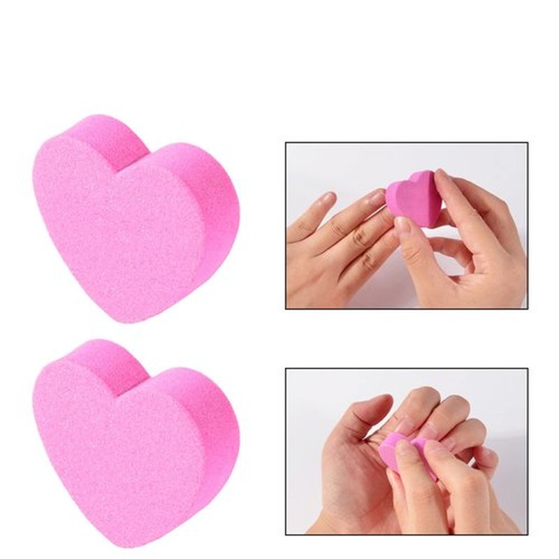 Double-Sided Sponge Nail Buffer Heart-Shaped Washable Nail Care File Block Nail Polishing Manicure Tools for Beauty Salon