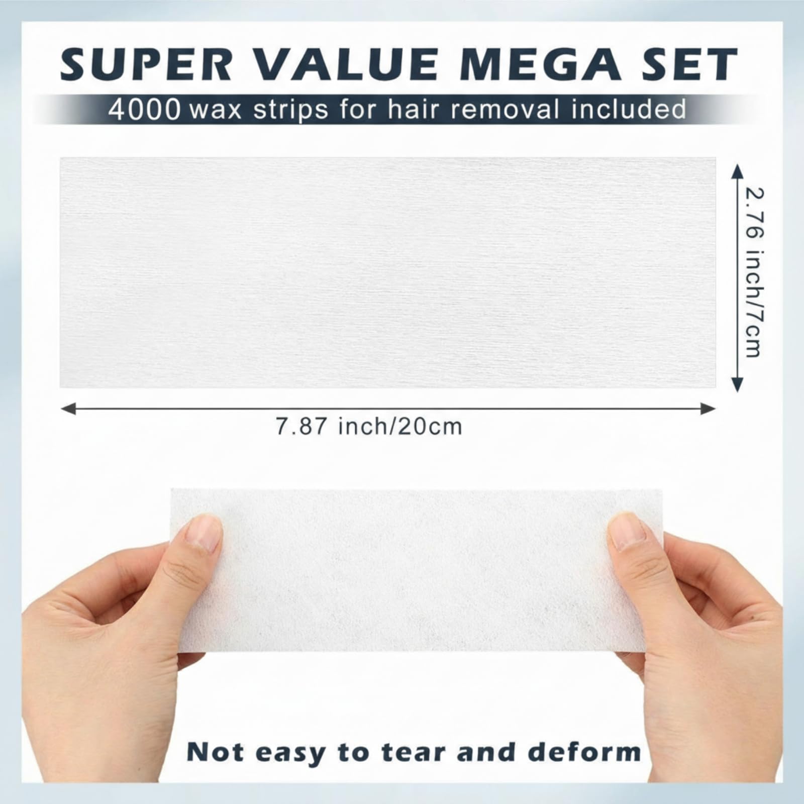 Tudomro 4000 Pcs Large Wax Strips Bulk for Hair Removal 8 x 3 Inch Non Woven Waxing Strips Body Epilating Wax Paper for Women Men Arms Legs Armpit Chest Back Bikini Hair Removal