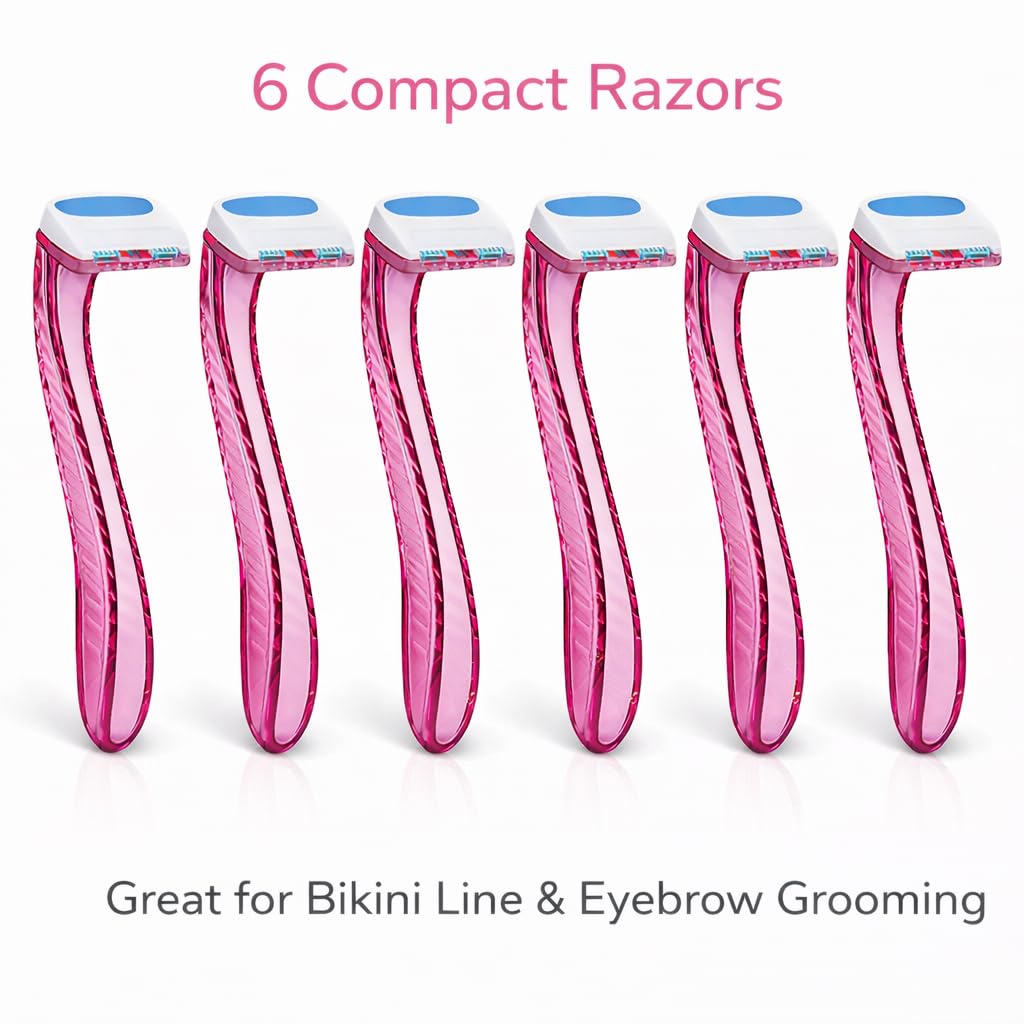 2 Packs Bikini Razors – Total 6 Pieces – Reusable Disposable Shavers for Women’s Bikini Area – Ideal for Brazilian Shave, Pubic Hair, Underarms, and Body Grooming