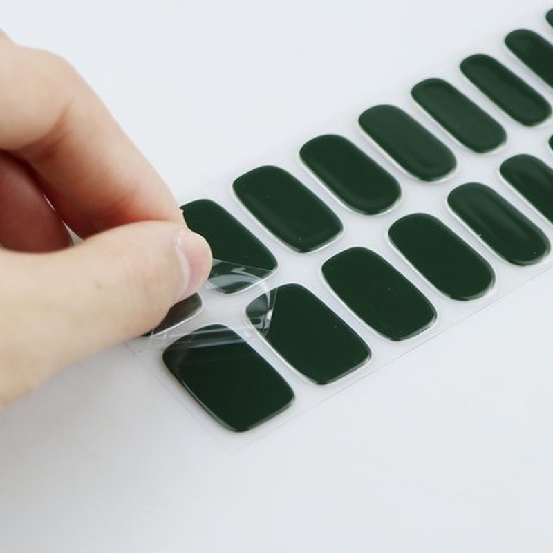 JMEOWIO Gel Nail Stickers Dark Green Semi Cured Gel Nail Strips Wraps UV/LED Nail Supplies Nail Art Design Decoration Accessories
