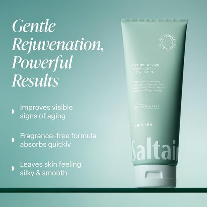Saltair Retinol Revive Night Lotion - Dual-Action Retinol Body Lotion for Smoother, Firmer Skin - 13oz Pump Bottle