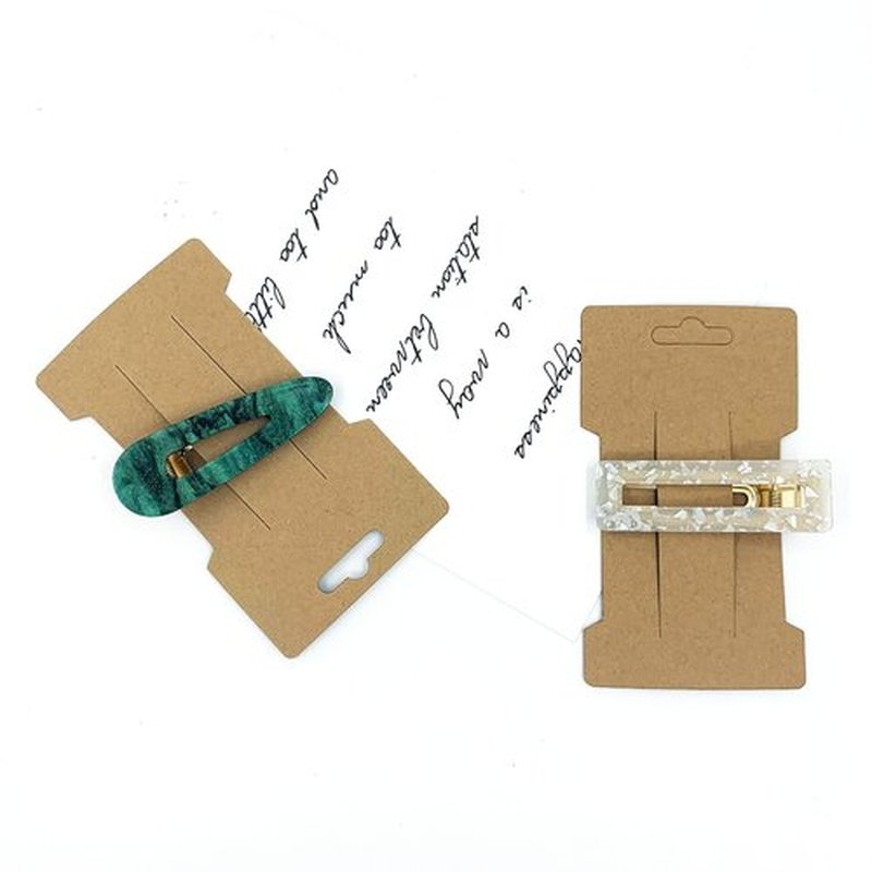 Doromy Hair Clip Display Cards, 200 Pcs Kraft Paper Hair Barrettes Display Holder, Cards for Hair Clips Displaying Organizing Packaging, 6.6X11.5cm, White and Brown