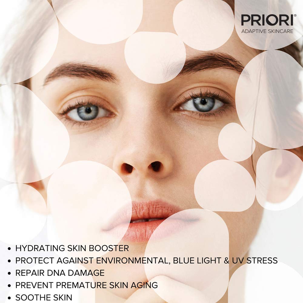 PRIORI Skincare DNA Intense Recovery Face Cream, Repair, Protect, Hydrate, Soothe, Vitamin C Moisturizer, Hyaluronic Acid, Butterfly Bush, Blue Light Protection 1.7 fl oz