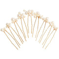 Sppry U Shaped Pearl Wedding Hair Pins for Bridal Women, Set of 9 (Gold)