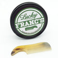 Lucky Franc's Handmade Ox Horn Fine Tooth Comb for Men's Beards and Mustaches - Static-Free, Pocket Size, Metal Tin Gift