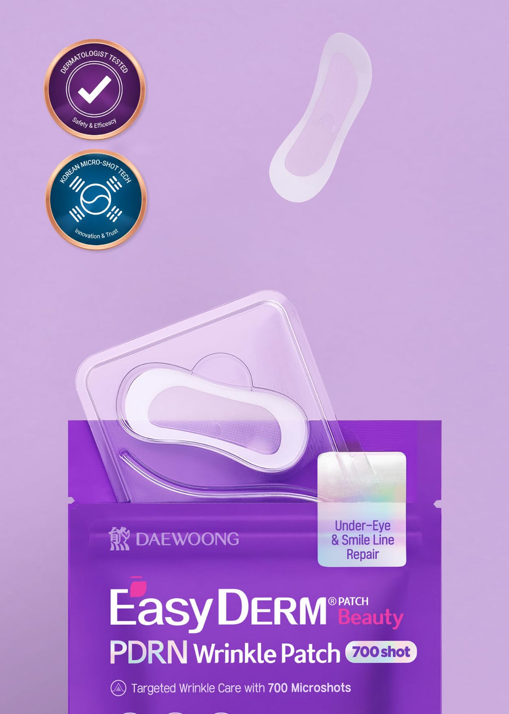 DWEasyDerm Easyderm PDRN Anti-Wrinkle Patch - Under Eye & Smile Line treatment, 8 Patches, K-Beauty Korean Skincare with Collagen & EGF, Eye patches, PDRN Eye Mask, Summer & Travel Essentials
