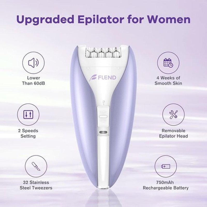 Skiennix Smooth Glide Epilator - Cordless Facial Hair Removal Device with 2 Speeds | Silent Design