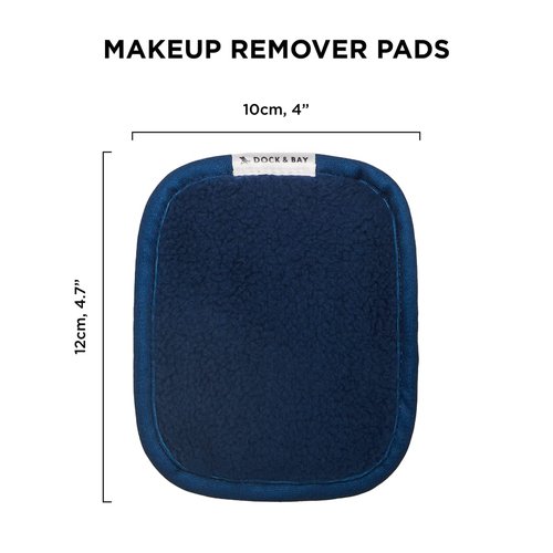 Dock & Bay Reusable Makeup Pads - Face & Skin Cleaner - Ultra Soft, Washable - 3 Pack with Included Wash Bag - (12x10cm) - Nautical Navy
