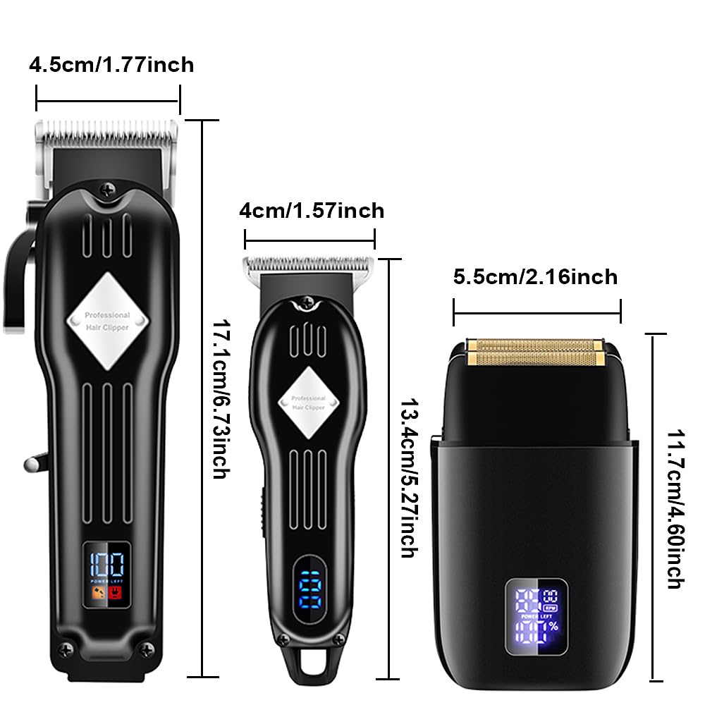 Roziapro Professional Hair Clippers for Men Zero Gapped T-Blade Trimmer Cordless Nose Hair Trimmer Electric Foil Shaver Rechargeable Hair Grooming Set with LED Display (Blue)