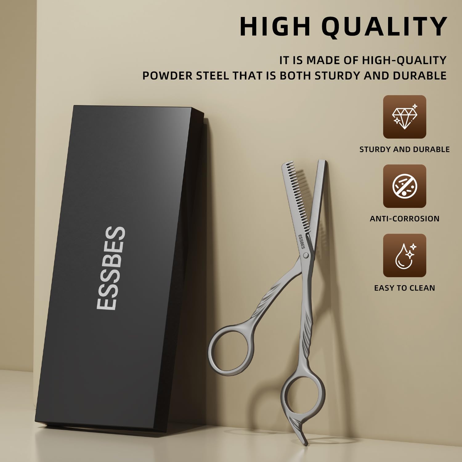 ESSBES Beard Scissors with comb small mustache trimming eyebrow grooming kit