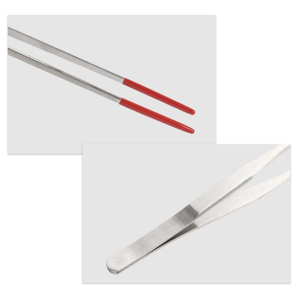 CAPASTEC Reptile Feeding Tongs, Stainless Steel Lizard Feeding Tongs, Aquarium Straight Feeding Tweezers for Reptiles with Rubber Tip, Terrarium Feeding Tongs for Gecko, 10.63" Length, Red