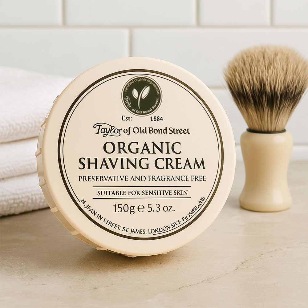 Taylor of Old Bond Street Organic Shaving Cream w/Aloe & JojobaNew 5.3 oz.