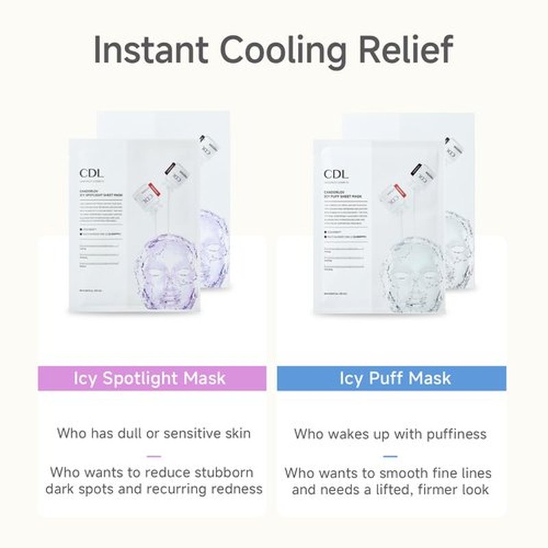 CANDORLOV CDL Collagen Face Mask Korean Sheet Mask - Brightening & Cooling Facial Mask for Dark Spots & Dull Skin, Hydrating Face Mask Skin Care with Glacier Water & Hyaluronic Acid, 10 Sheets