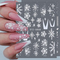 CHARMARK Snowflake Nail Art Stickers, 4 Sheets (White, Snowflake Pattern, Matte Finish, 5D Embossed, Romantic & Classic Style, Plastic Material, Indoor Use, Winter Theme)
