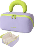 Detola Travel Makeup Bag - Waterproof Lay Flat Cosmetic Organizer with Compartments | Purple