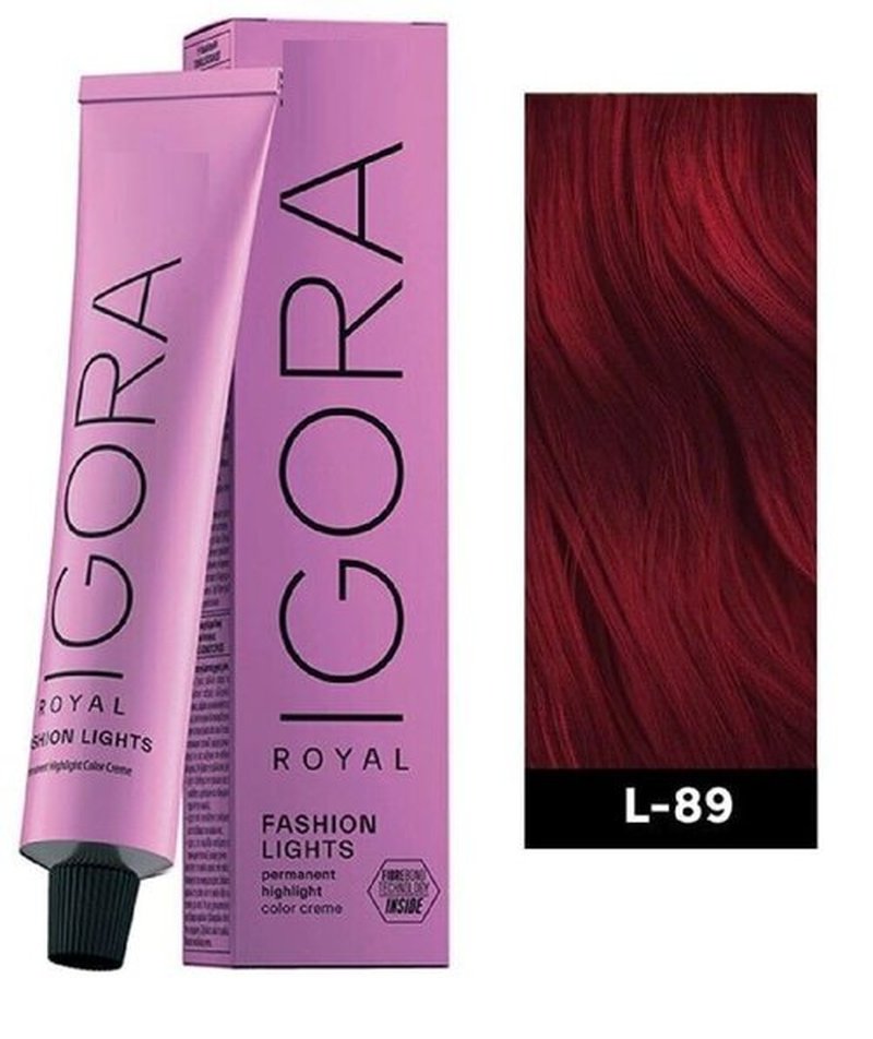 IG-ORA ROYAL FASHION LIGHTS(L-89 Red Violet) Permanent Cream Highlight Hair Color Dye FASHION LIGHTS 2025-2026 Version 60 ml