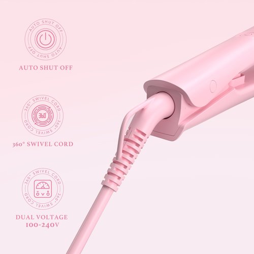 Giacomucci Titanelli 2 in 1 Titanium Hair Straightener and Curler | 100% Pure Ti-Thermal Technology Flat Iron | 1-Inch Professional Styling | Available in Black, Gold, and Pink (Pink)
