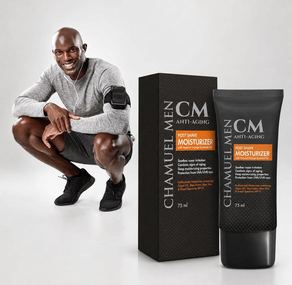 Mens Face Moisturizer Anti Aging - Aftershave for Men, Face Cream & Post Shave Lotion with Argan, Shea & Aloe - Daily Skin Care Balm for Dry, Oily & Sensitive Skin, 2.6 oz