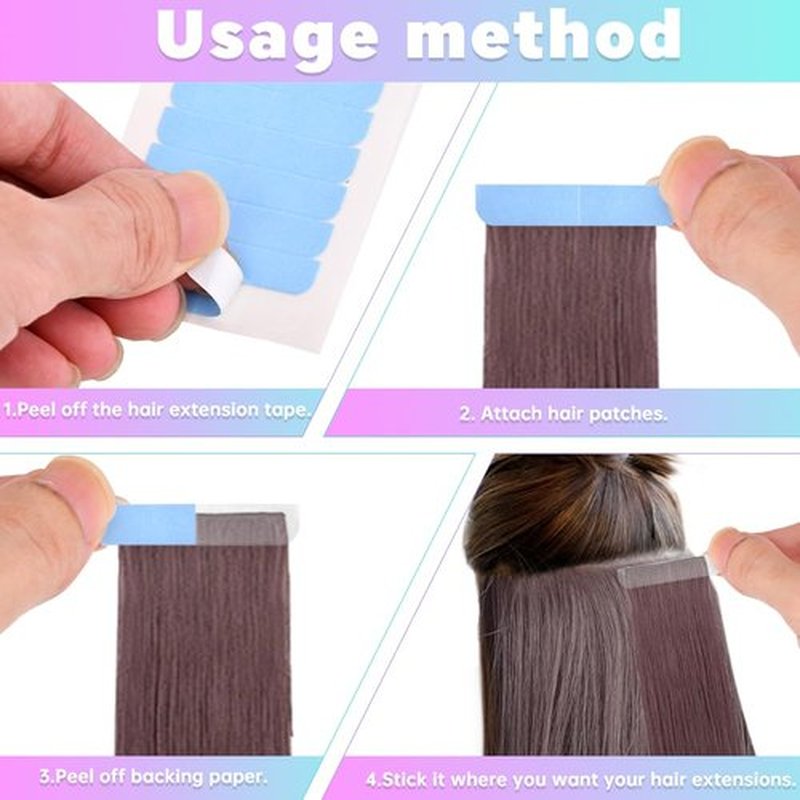 Trasylph Tape in Hair Extension Tools Kit,with Hair Extensions Sealing Clamp Plier,5 Sheets Hair Extension Tape,2 Black Hair Gripper Sticker,9 Clips,3 Hair Parting Ring,for Women Hair