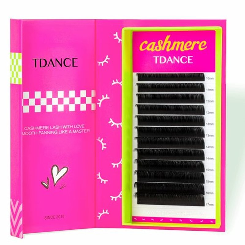 TDANCE Cashmere Lash Extension Super Matte Black Volume Lash Extension C CC D DD B J L M Curl 0.03-0.2mm Thickness Classic Lash Extensions Eyelash Extension Professional Salon Use(0.05-CC,10-17mm)