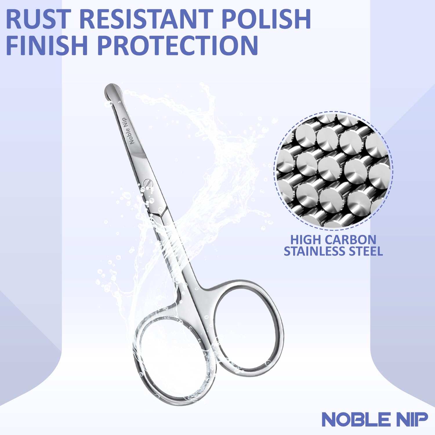 Noble Nip Nose Hair Scissor Premium Japanese Stainless Steel Beauty scissor Rounded Tip Safety Blade Small scissor for Grooming Eyebrow Eyelash & Mustache scissor for Men Women and Kids.