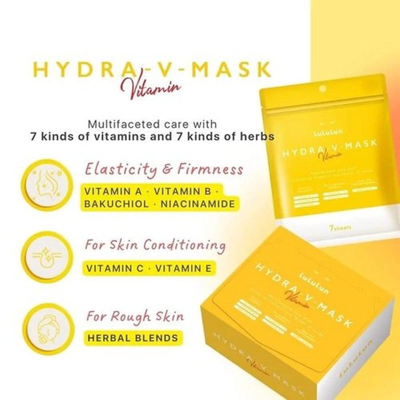 Lululun Vitamin C Face Mask - Hydrating Sheet Mask with 7 Herbs & Vitamins for Clear Skin | 28 Pack