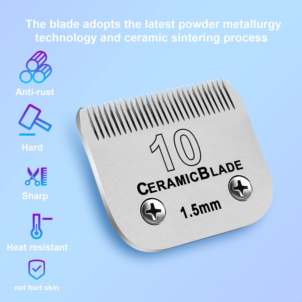 10# Grooming Ceramic Pet Clipper Blades Compatible with Andis & Oster A5