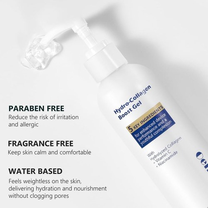 Oeneis Hydro-Collagen Boost Gel, Conductive Gel with Hydrolyzed Collagen, Niacinamide & Hyaluronic Acid, for Microcurrent & Radio Frequency Facial Treatments, Fragrance-Free, Paraben-Free, 7.05 oz
