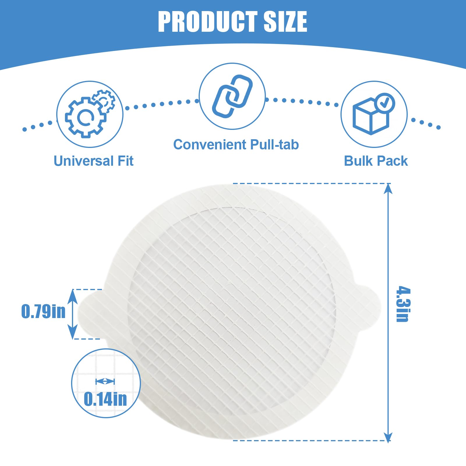 30 Pack Disposable Shower Drain Hair Catcher Hair Trap Drain Covers 4.3” Extra-Wide Mesh Hair Catcher for Shower, Sink, Laundry & Bathtub