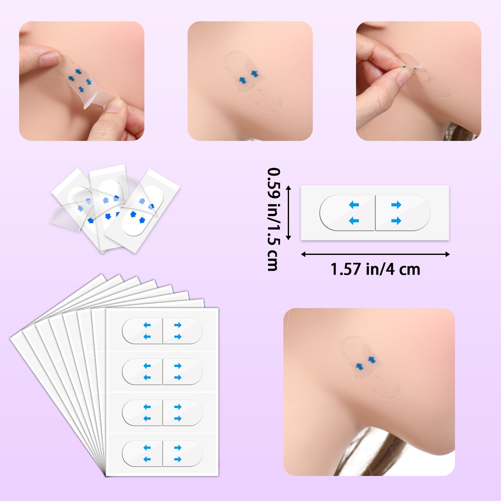 Gjinxi 120PCS Face Tape Invisible, Beauty Skin Tightening Neck Jowls Double Chin Tape, Sagging Skin Face Tape Eyelid Strips Neck Wrinkle Patches Create Shape V Face