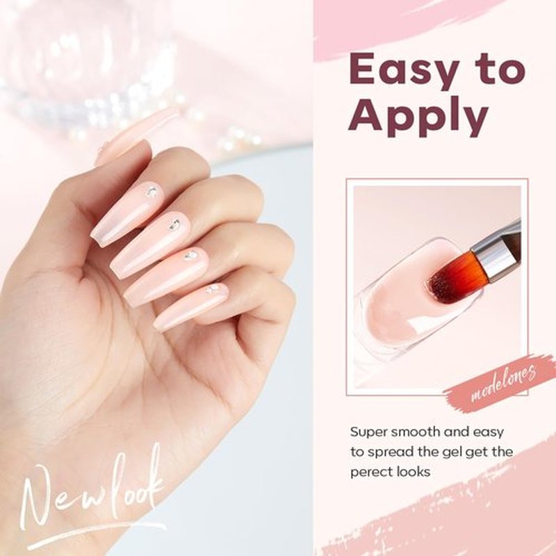 modelones Poly Gel Nail Kit 6 Colors with 8 W Nail Lamp Extension Gel Kit Jelly Milky White Pink Nude Complete Tools Beginner Thickening Solutions DIY at Home for Women