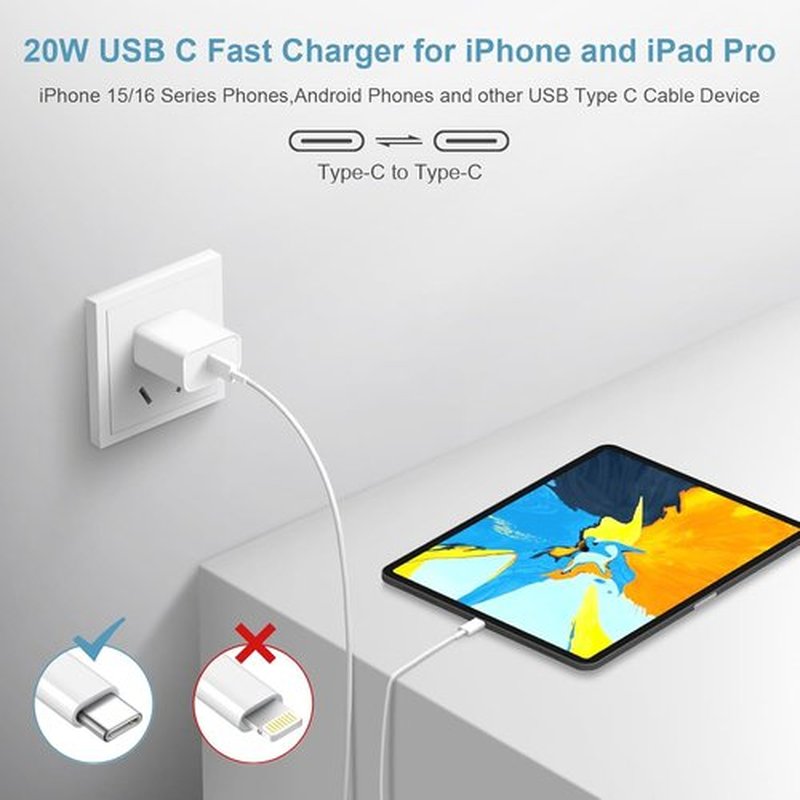 iPhone 17 Charger - Fast Charging USB C Block with 6FT Cable for iPhone 17/16/15 & iPad Pro