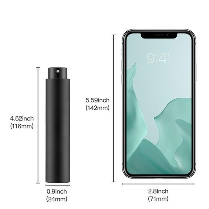 Tekson Mini Cologne Spray Bottle - 10ml Refillable Travel Perfume Atomizer in Black