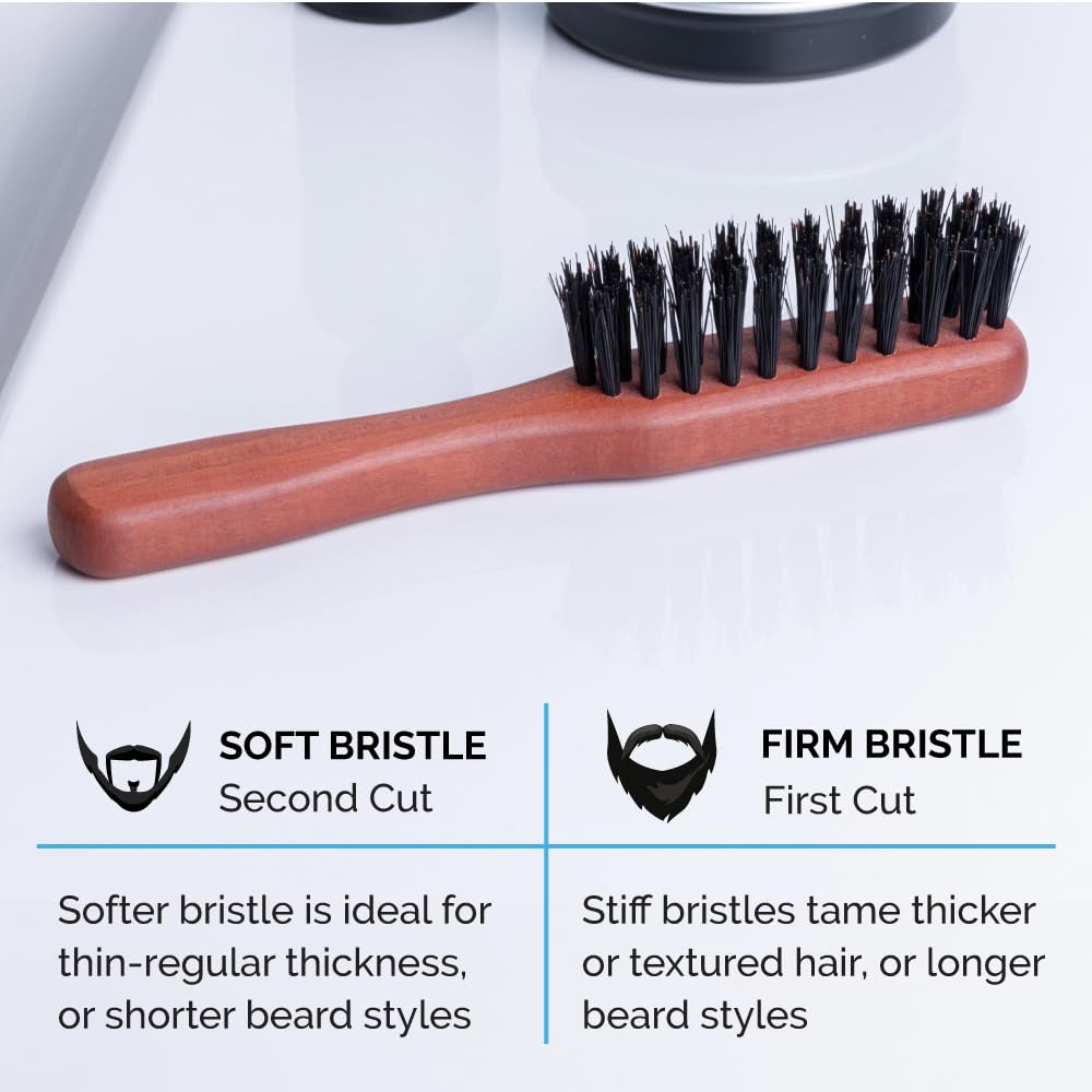 ZEUS 100% Boar Bristle Beard and Moustache Brush with Handle for Untangling Beard Hairs - Made in Germany