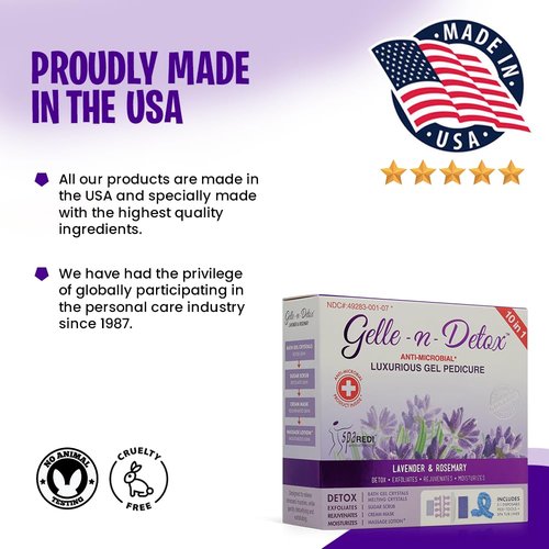 SPA REDI Gelle-n-Detox Lavender and Rosemary Luxurious Jelly Pedicure Kit - Professional Pedicure Foot Care, Cooling and Refreshing, Complete Foot Care - ICY Mint - 10 in 1 Bundle