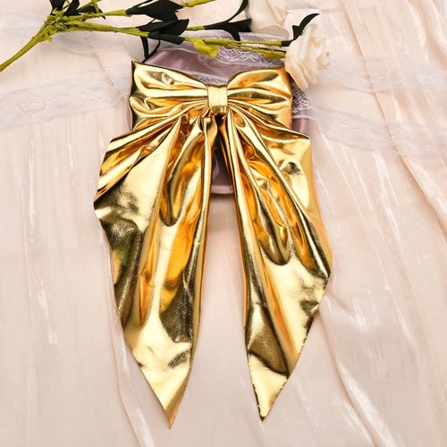 Gold Bow Hair Clips Accesories for Thick Thin Hair French Bow Clips for Bows Accessories for Women Long Ribbon Hair Bows Spring Snap Barrettes for Women Bowknot Clip Barrette