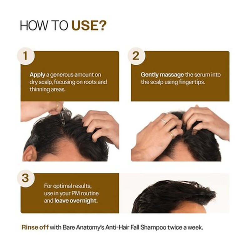 Bare Anatomy Advanced Hair Density Serum boosts density with Redensyl, Anagain, Baicapil & Capilia Longa. Rosemary & rice water reduce hair fall for men & women.