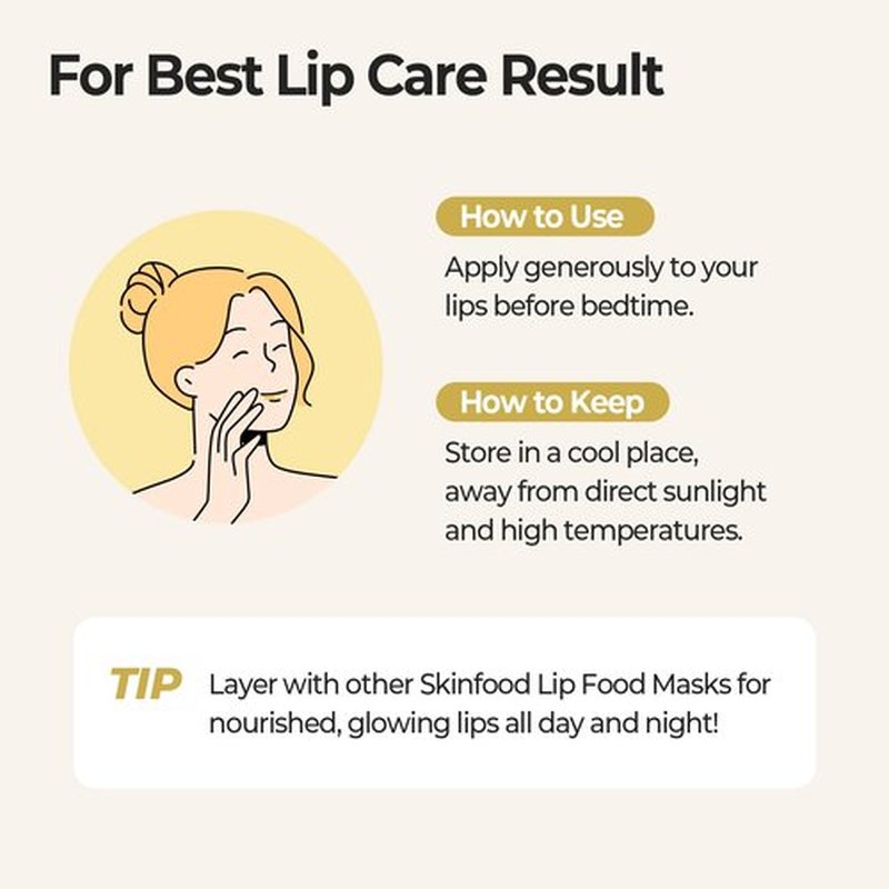 SKINFOOD Honey Sugar Lip Sleeping Mask, Lip Mask for Overnight, Korean Lip Care Product for Severely Chapped Lips, Stocking Stuffers, Hydrating Lip Butter for Dry Lips, Lip Balm (0.71 fl. oz.)