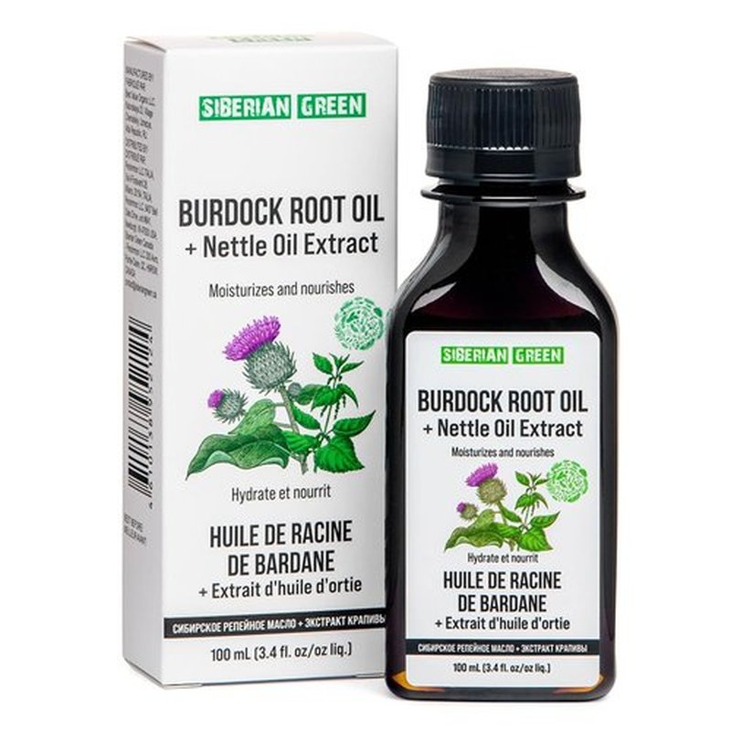 Siberian Green Burdock Oil with Nettle Oil Extract 100ml Natural Hair Loss Burdock Root Care Anti-Dandruff Scalp Stimulates Growth