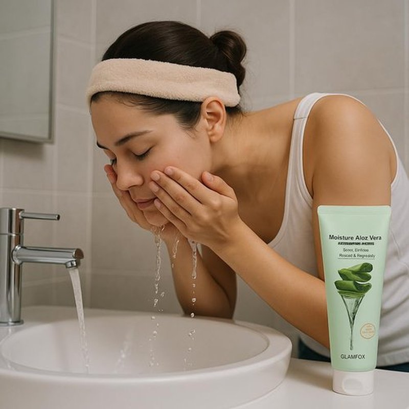 Glamfox Moisture Aloe Vera Cleansing Foam with Vitamin C, 5.29 Fl Oz (Pack of 1)