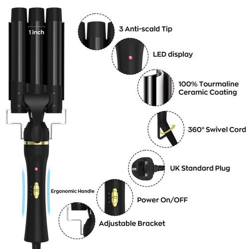 5 in 1 Wand Curling Iron, janelove Hair Curling Wand Set with 3 Barrel Hair Crimper and 4 Interchangeable Ceramic Curling Irons (0.39 "-1.25"), 2 Temps Fast Heat Hair Waver Curler for All Hair Type