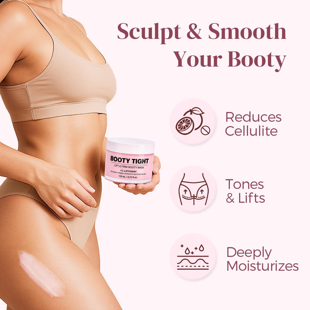Solivetta Butt Tight Lift and Firm Booty Cellulite Cream - Smooth & Sculpt Booty, Thighs, Belly & Arms | LIFTONIN® Skin Firming & Toning Bum Mask 3.72 fl oz