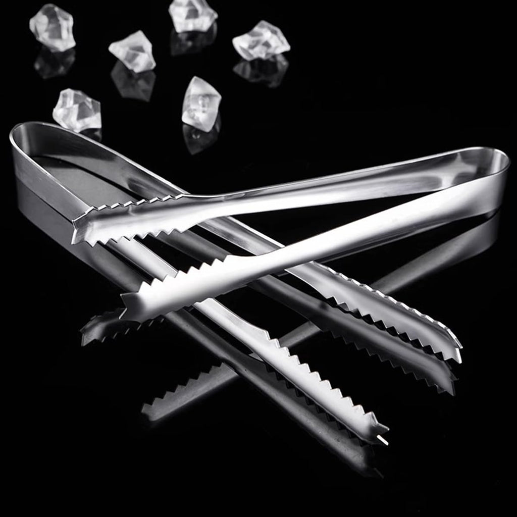 Helonge 2 Pcs 304 Stainless Steel Ice Tongs, 6 inches Ice Tube Tongs for Ice Bucket Ice Sugar Cubes Coffee Bar Food Serving etc